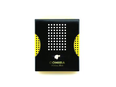 Cohiba Reisehumidor Zedernholz Schwarz-Gelb für 5-6 Zigarren