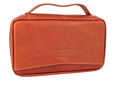 Reisehumidor Leder Braun für 4 Zigarren mit Zubehörfächern