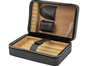 Passatore Reisehumidor Leder für 4 Zigarren mit Zedernholz