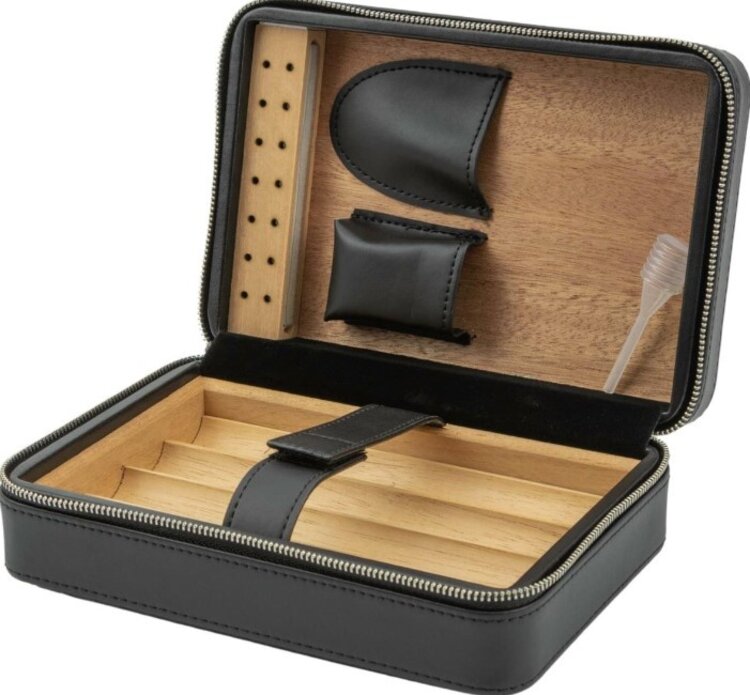 Passatore Passatore Reisehumidor Leder für 4 Zigarren mit Zedernholz