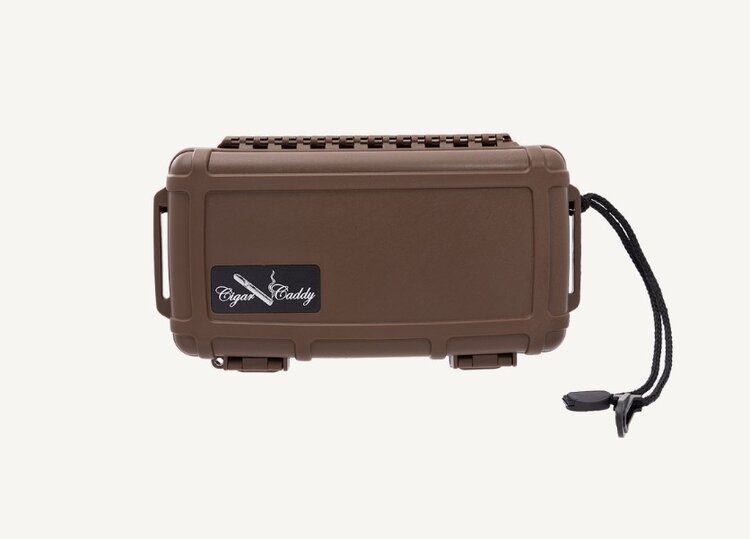 Cigar Caddy Cigar Caddy Reisehumidor Braun klein mit Handschlaufe für 5 Zigarren
