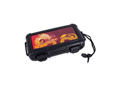 Cigar Caddy Reisehumidor Schwarz Drachenmuster für 5 Zigarren