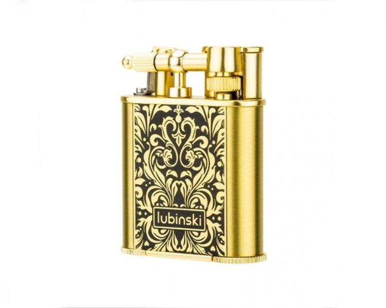 Lubinski Zigarrenset 5-teilig Gold/Schwarz mit Aschenbecher, Feuerzeug, Schere, Spitze und Etui