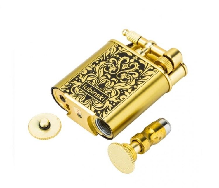 Lubinski Zigarrenset 5-teilig Gold/Schwarz mit Aschenbecher, Feuerzeug, Schere, Spitze und Etui