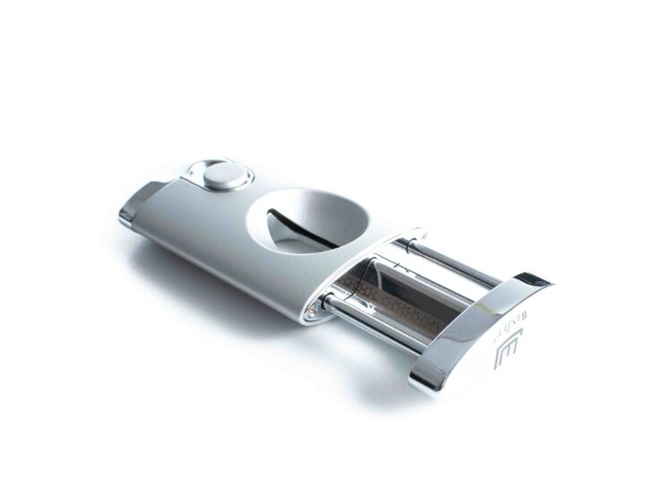 Winjet Zigarrenschneider V-Cut Chrom mit Druckknopf und Federmechanik in Geschenkbox