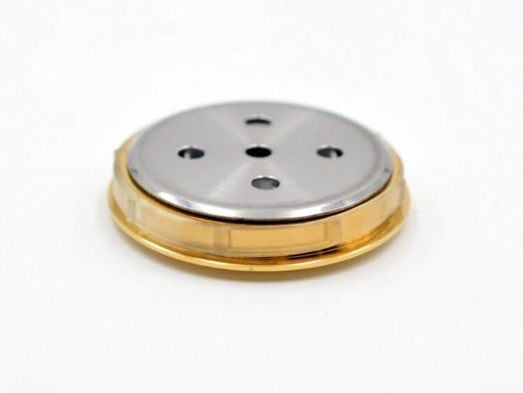 Angelo Humidor-Einbauhygrometer Haarhygrometer Gold 50 mm mit selbstklebender Rückseite