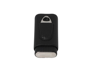 Angelo Etui Rautenmuster Schwarz mit Zigarrenschneider für 2 Zigarren