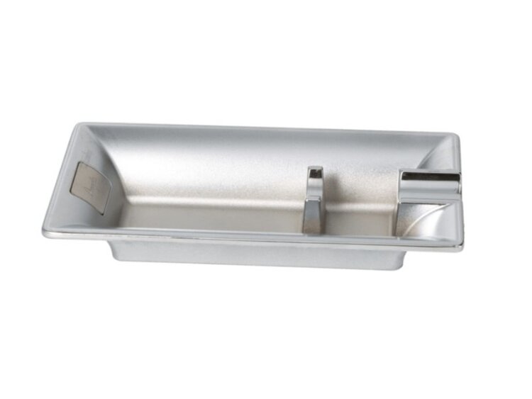 Angelo Zigarrenaschenbecher Metall Silber satiniert mit Zigarrenablage für 1 Zigarre