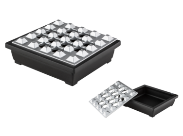 Angelo Aschenbecher Aluminium Schwarz/Silber für 4 Zigarren