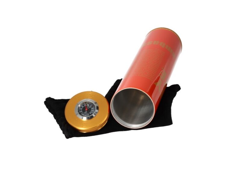 Angelo Zigarren-Reisehumidor Röhre Metall Orange mit Befeuchter und Hygrometer für 3-5 Zigarren