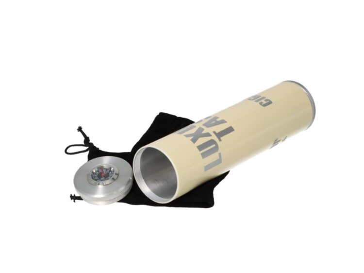 Angelo Zigarren-Reisehumidor Röhre Metall Creme mit Befeuchter und Hygrometer für 3-5 Zigarren