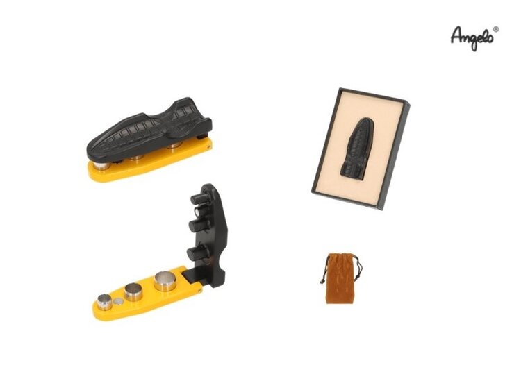 Angelo Zigarrenbohrer 3-in-1 Metall Schwarz-Gelb mit 7, 9 und 11 mm und ausklappbarer Ablage