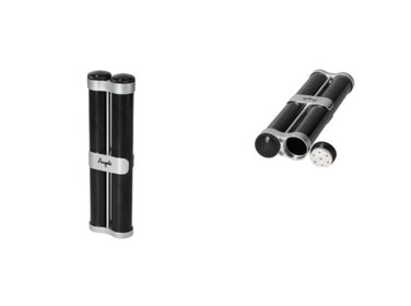 Angelo Etui Aluminium Schwarz-Silber mit 2 Befeuchtern für 2 Zigarren