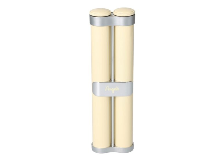 Angelo Zigarrenetui Aluminium Creme-Silber mit 2 Schraubröhren und Befeuchtern für 2 Zigarren