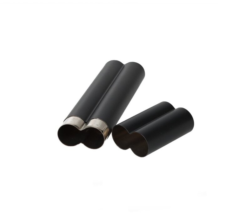 Angelo Zigarrenetui Edelstahl Schwarz matt für 2 Zigarren bis 21 cm Länge und Ringmass 52