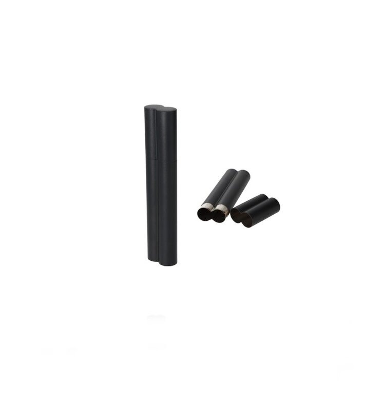 Angelo Zigarrenetui Edelstahl Schwarz matt für 2 Zigarren bis 21 cm Länge und Ringmass 52
