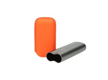 Angelo Etui Aluminium Grau-Orange teleskopisch für 2 Zigarren
