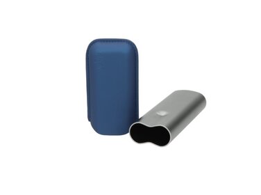 Angelo Etui Aluminium Grau-Blau teleskopisch für 2 Zigarren
