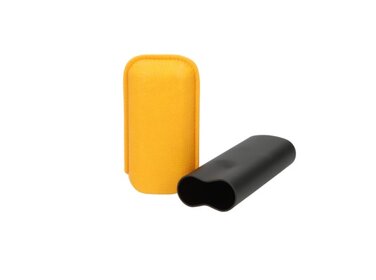Angelo Etui Aluminium Schwarz-Gelb teleskopisch für 2 Zigarren