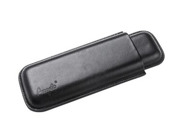 Angelo Teleskop-Etui Leder Schwarz für 2 Zigarren bis 17,5 cm