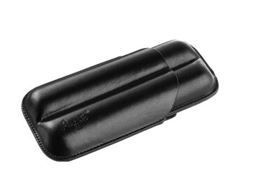 Angelo Etui Leder Schwarz für 2 Zigarren bis 16 cm, Ringmass 75