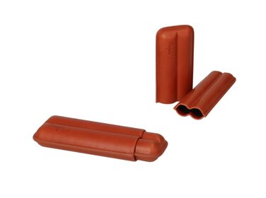 Angelo Teleskop-Etui Kunstleder Braun für 2 Zigarren bis Ringmass 45