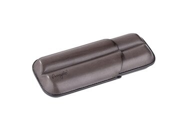 Angelo Teleskop-Etui Leder Graubraun für 2 Zigarren bis 22 cm