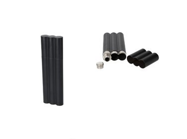 Angelo Etui Edelstahl Mattschwarz mit Flachmann für 2 Zigarren