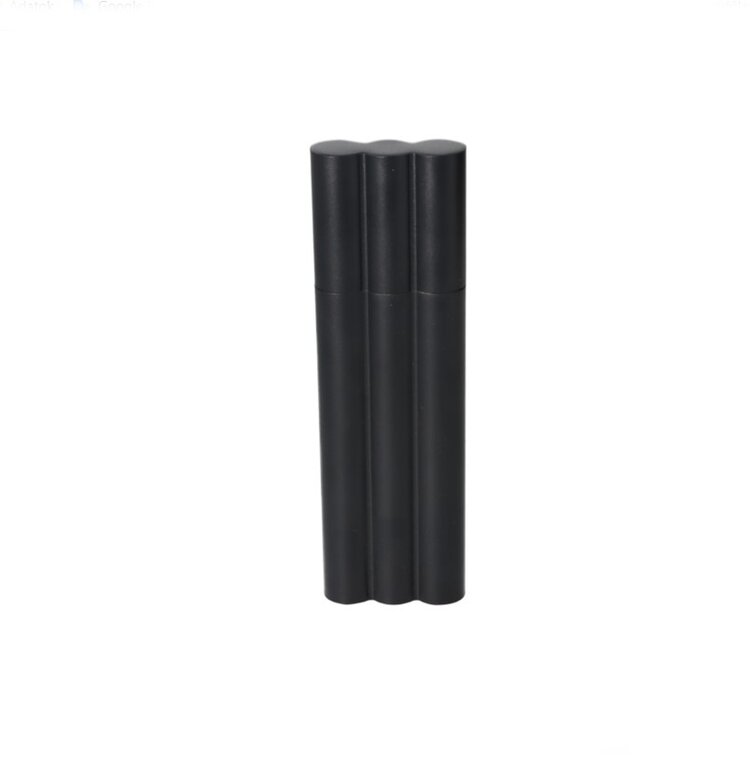 Angelo Zigarrenetui Edelstahl Mattschwarz mit integriertem Flachmann für 2 Zigarren bis 21 cm
