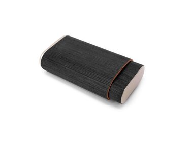 Angelo Teleskop-Etui Zedernholz Anthrazit für 3 Zigarren, 14 cm
