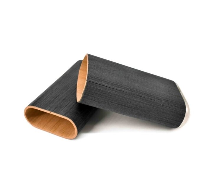 Angelo Zigarrenetui Teleskop Zedernholz Anthrazit mit Edelstahlenden für 3 Zigarren, 14 cm