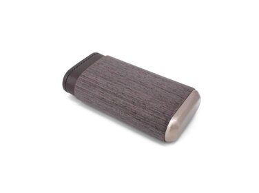 Angelo Teleskop-Etui Leder Grau mit Zedernholz für 3 Zigarren, 14 cm