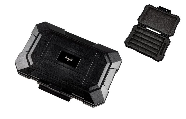 Angelo Zigarren-Reisehumidor Schwarz stossfest mit Befeuchter für 5 Zigarren bis 20 cm