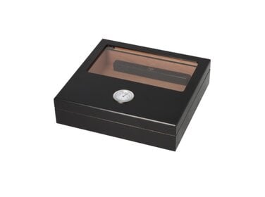 Angelo Humidor Schwarz Sichtfenster mit Hygrometer für 15–20 Zigarren