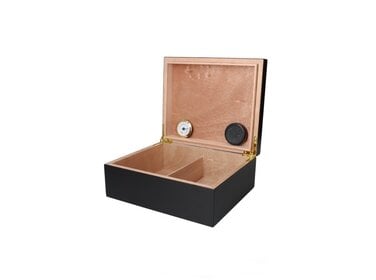 Angelo Humidor Mattschwarz Gold-Dekor mit Hygrometer für 30–60 Zigarren