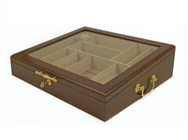 Angelo Humidor Gastro Zedernholz Rotbraun Glasdeckel für 80-100 Zigarren