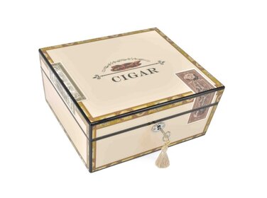 Angelo Humidor Zedernholz Cigar-Motiv abschliessbar für 35 Zigarren