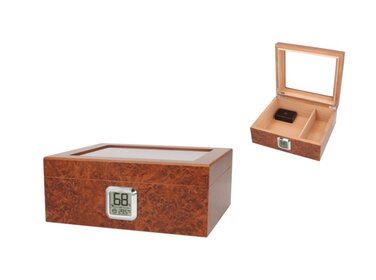 Angelo Humidor Wurzelholz-Optik mit Digitalhygrometer für 50 Zigarren