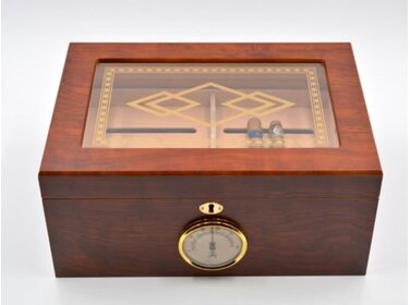 Angelo Humidor Zedernholz Braun mit Glasdeckel für 50-60 Zigarren