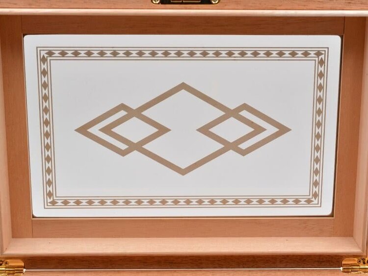 Angelo Zigarrenhumidor Zedernholz Braun mit Glasdeckel, 2 Ebenen und Schloss für 50-60 Zigarren