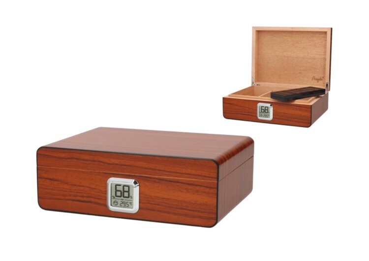 Angelo Zigarrenhumidor Zedernholz Braun matt mit digitalem Aussenhygrometer für 50 Zigarren