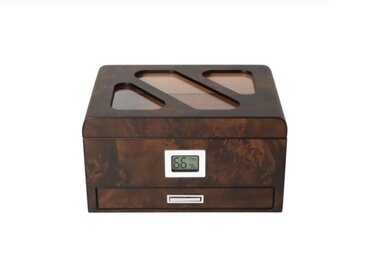 Angelo Humidor Dunkelbraun mit Schublade und Zubehör für 35-40 Zigarren