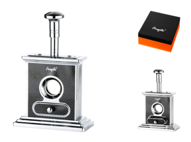 Angelo Tisch-Zigarrenschneider Karbon Chrom mit Schublade 21 mm