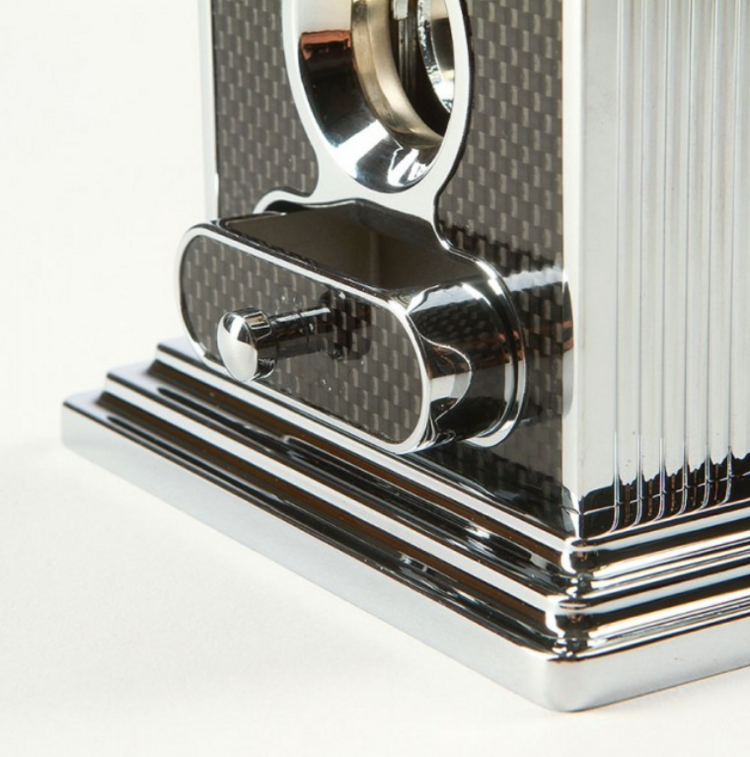 Angelo Tisch-Zigarrenschneider Karbon/Chrom mit magnetischer Auffangschublade bis 21 mm