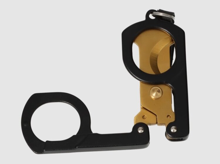 Angelo Zigarrenschere klappbar Edelstahl Schwarz mit goldfarbenen Klingen bis Ringmass 66