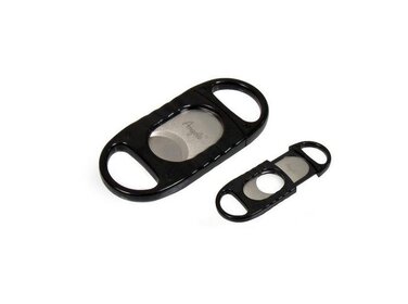 Angelo Zigarrenschneider Doppelklinge Schwarz mit Ablage 24 mm