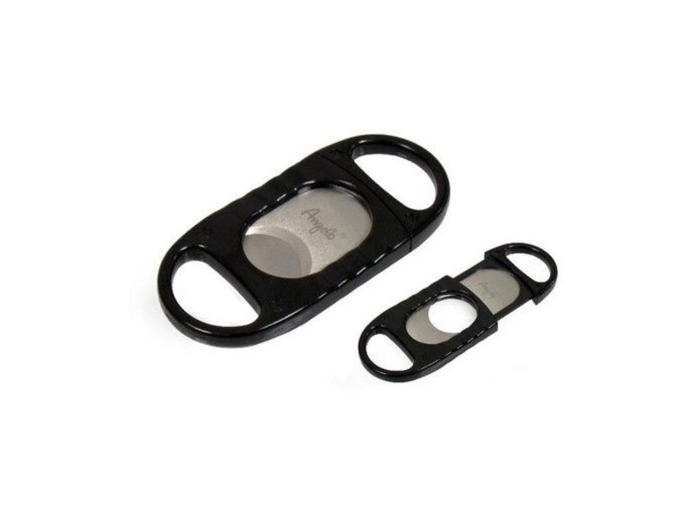 Angelo Zigarrenschneider Guillotine Doppelklinge Schwarz mit Zigarrenablage-Funktion 24 mm