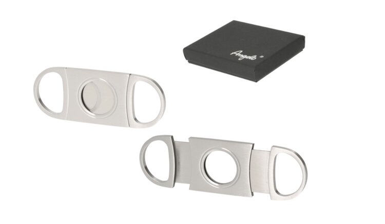 Angelo Zigarrenschneider Doppelklinge verchromtes Metall bis Ringmass 56 in Geschenkbox
