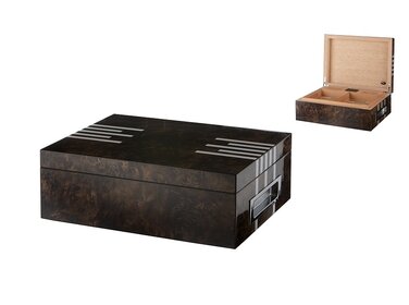 Angelo Humidor Zedernholz Braun lackiert mit Hygrometer für 50 Zigarren