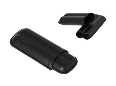 Angelo Etui Kunstleder Schwarz teleskopisch 2 Zigarren Ringmass 47